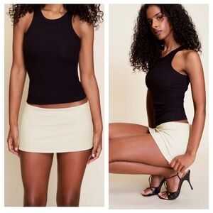 Guizio Micro Mini Stretch Skirt Sz L Cream feminine Skirt